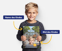 Personalisiertes Mutmachbuch für Jungen bei Umzug oder Schulwechsel – Name und Foto des Kindes auf dem Cover