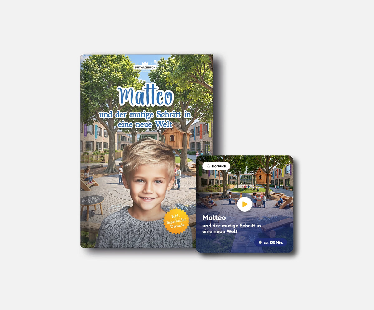 Personalisiertes Mutmachbuch für Jungen bei Umzug oder Schulwechsel – Kombi: Buch + Hörbuch