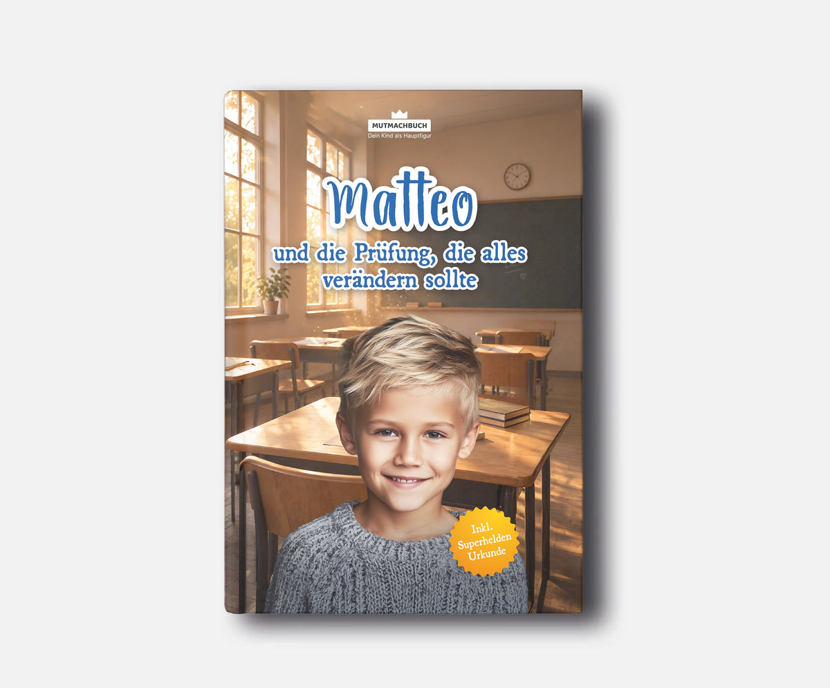 Personalisiertes Mutmachbuch für Jungen gegen Prüfungsangst – Buchcover