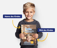 Personalisiertes Mutmachbuch für Jungen gegen Prüfungsangst – Name und Foto des Kindes auf dem Cover