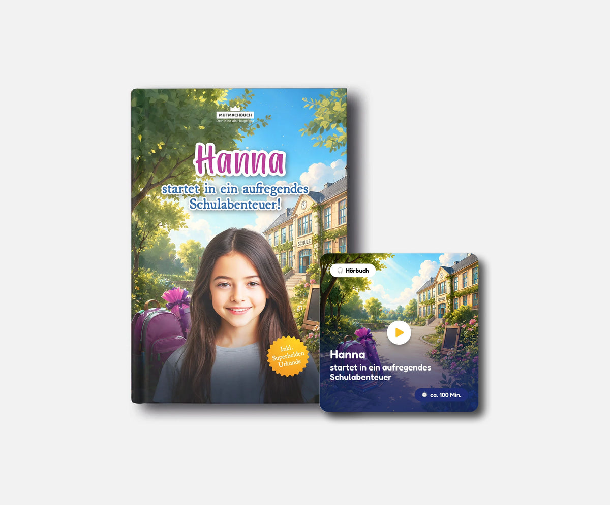 Personalisiertes Mutmachbuch für Mädchen zur Einschulung – Kombi: Buch + Hörbuch