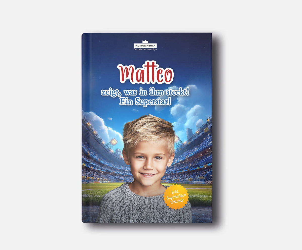 Personalisiertes Mutmachbuch für Jungen für Sport und Wettkampf – Buchcover