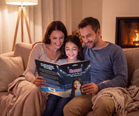 Personalisiertes Mutmachbuch für Mädchen für Sport und Wettkampf – Familie liest das Buch gemeinsam