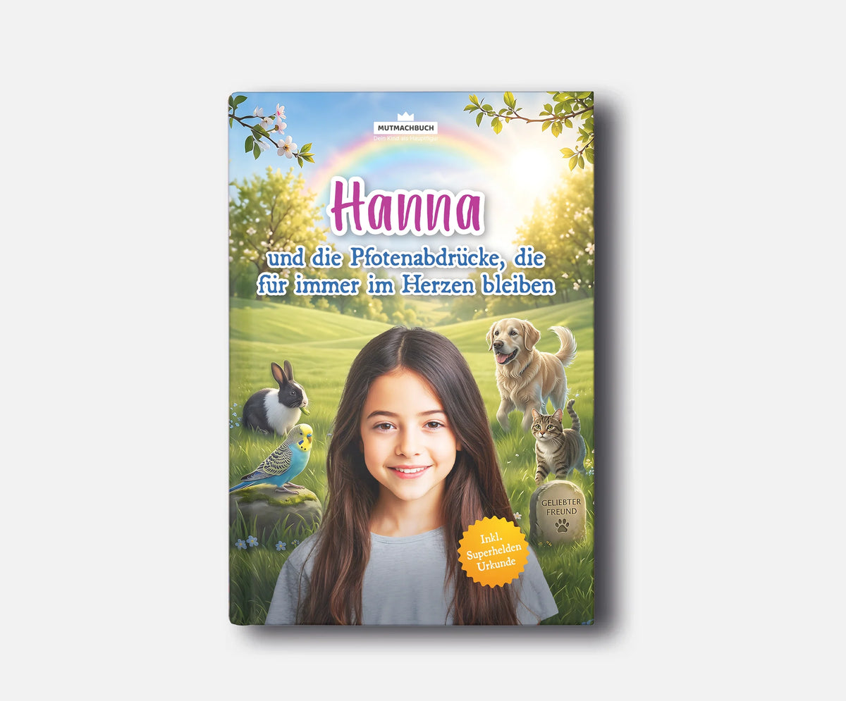 Personalisiertes Mutmachbuch für Mädchen beim Abschied vom Haustier – Buchcover